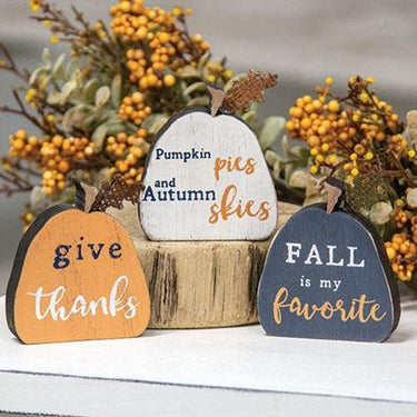 3 Set Fall Phrases Freestanding Pumpkins - The Fox Decor